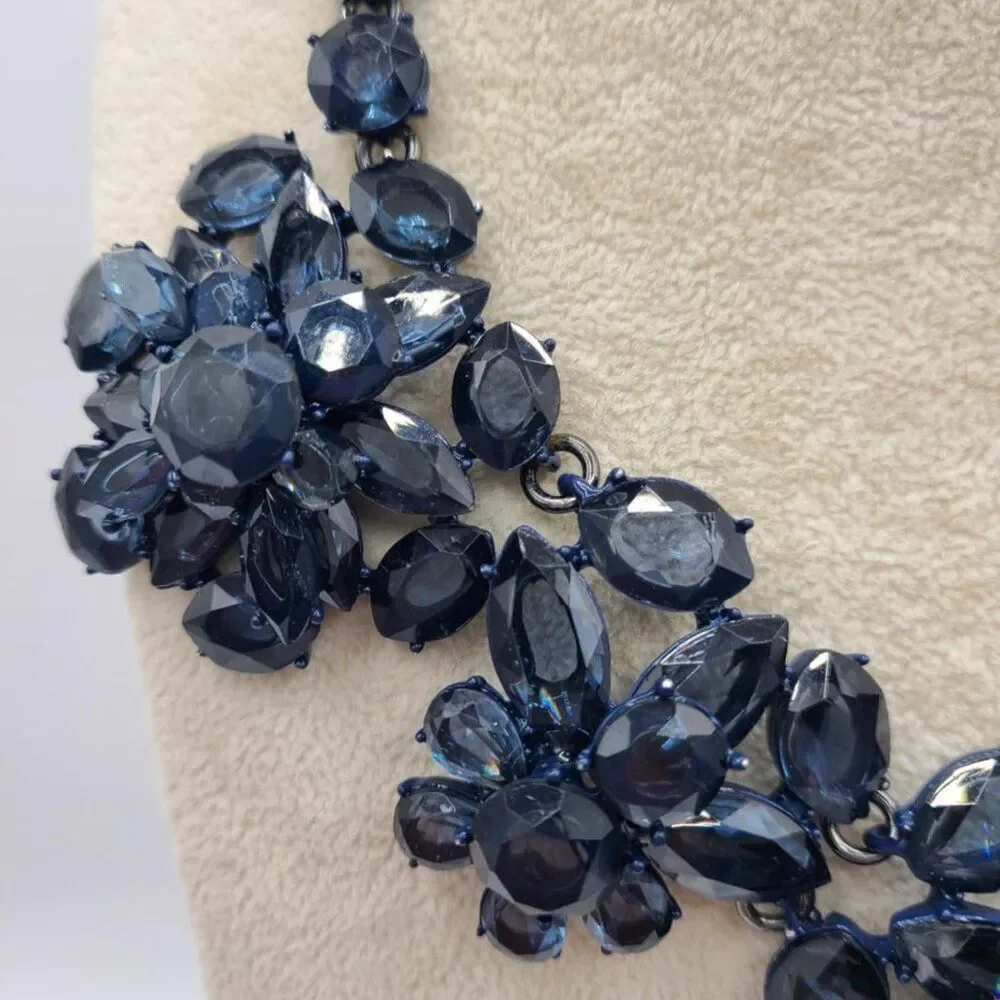 J Crew Navy Blue Stone Statement Necklace NWOT!